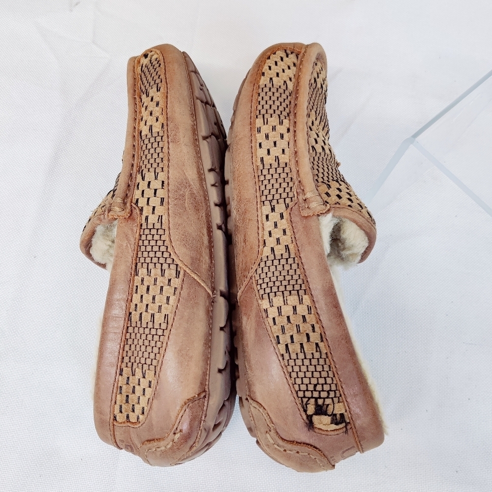 UGG Ascot Men's Size 8 Brown Woven Leather Slippers - Picture 7 of 16